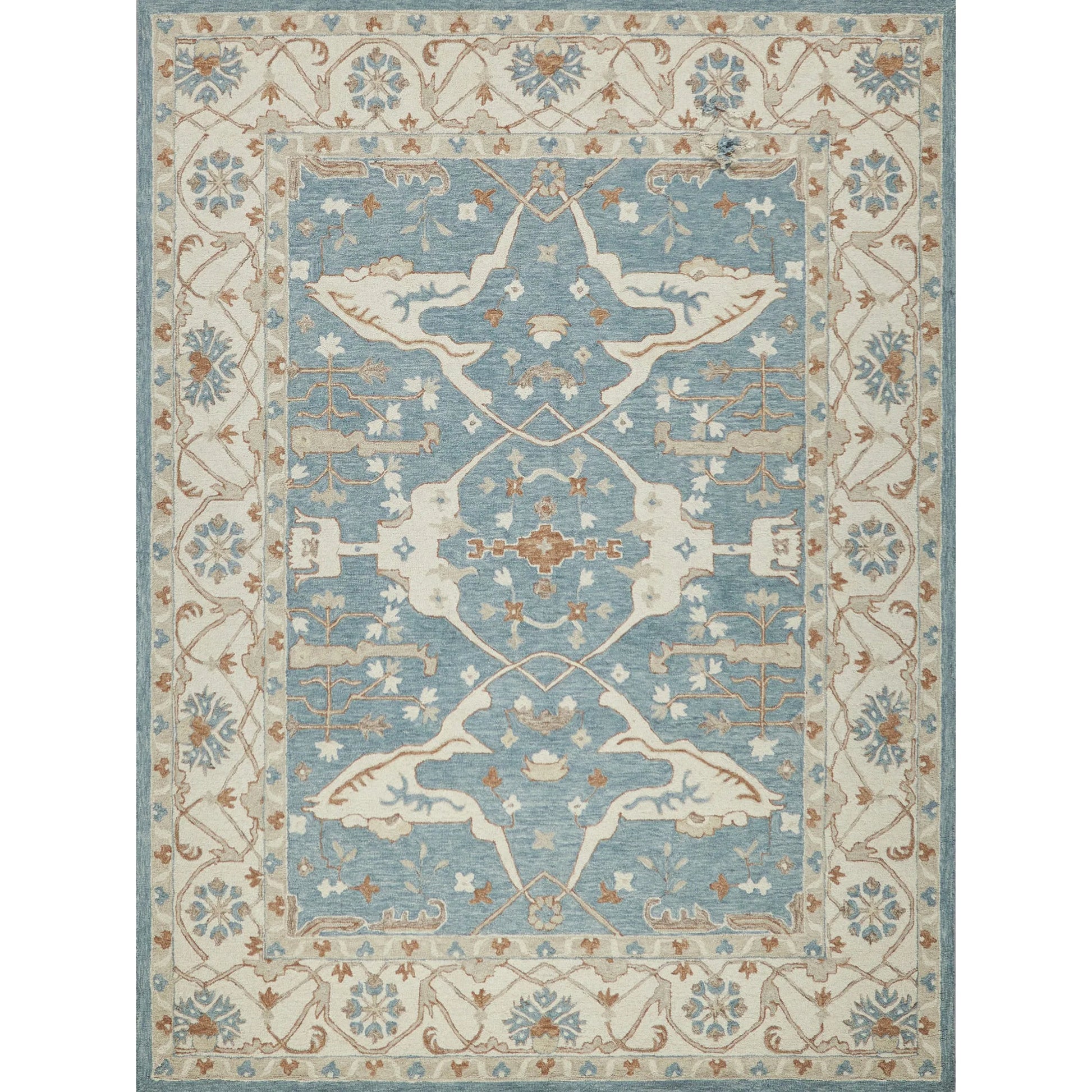 Claremont Oushak 6831 Rug by Exquisite Rugs in ivory, light blue. Made from new zealand wool in a unique style.