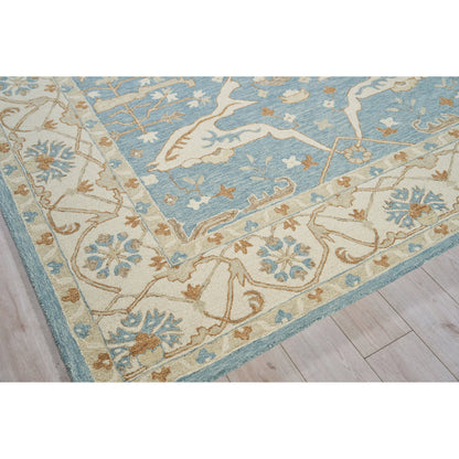 Claremont Oushak 6831 Rug by Exquisite Rugs in ivory, light blue. Made from new zealand wool in a unique style.