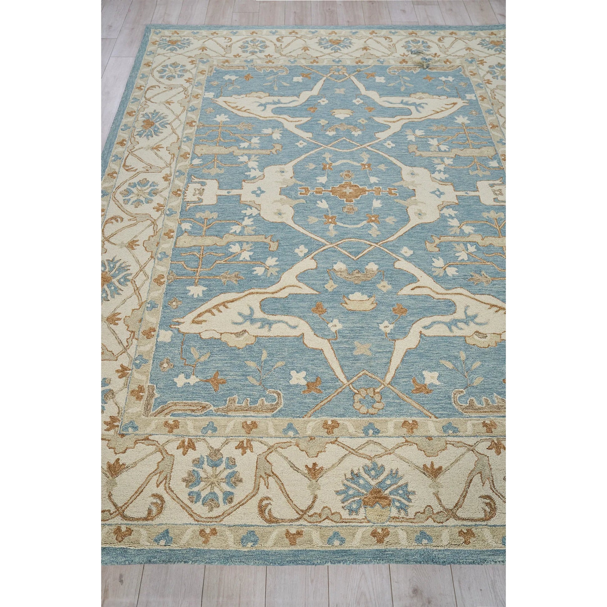 Claremont Oushak 6831 Rug by Exquisite Rugs in ivory, light blue. Made from new zealand wool in a unique style.