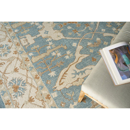 Claremont Oushak 6831 Rug by Exquisite Rugs in ivory, light blue. Made from new zealand wool in a unique style.