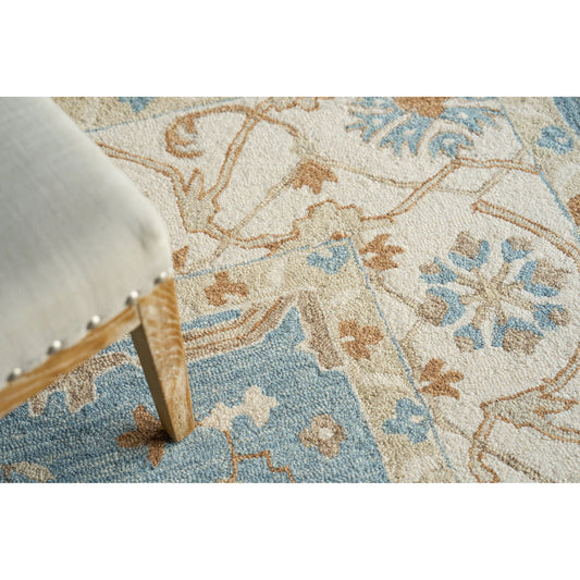 Claremont Oushak 6831 Rug by Exquisite Rugs in ivory, light blue. Made from new zealand wool in a unique style.