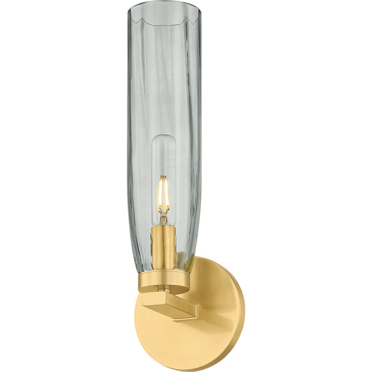 Harpswell Bath and Vanity Single Sconce by Hudson Valley in aged brass. Made from steel in a modern style.