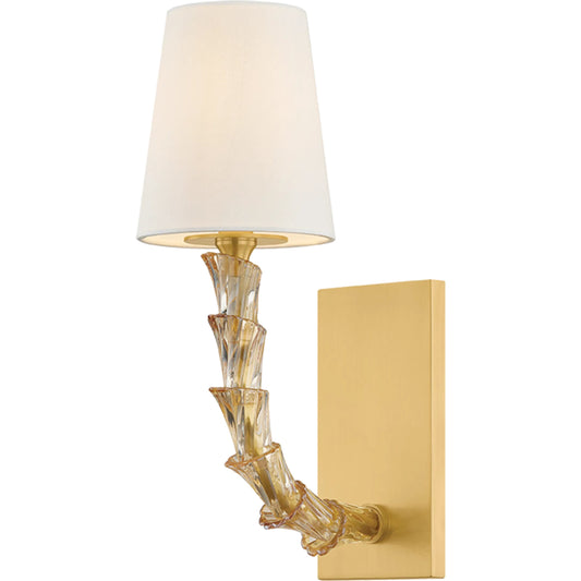 Calumet Wall Sconce by Hudson Valley in aged brass. Made from glass in a unique style.