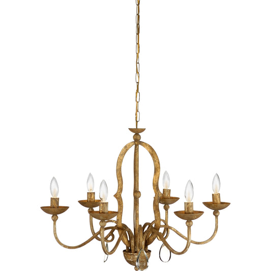 Newport Chandelier by Chelsea House in "clay" finish, gold highlights. Made from other: metal in a cottage & farmhouse style.