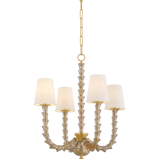 Calumet Chandelier by Hudson Valley in aged brass. Made from steel in a unique style.