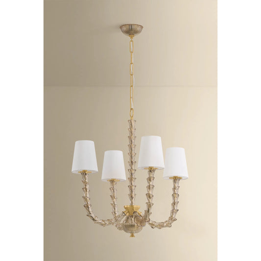 Calumet Chandelier by Hudson Valley in aged brass. Made from steel in a unique style.