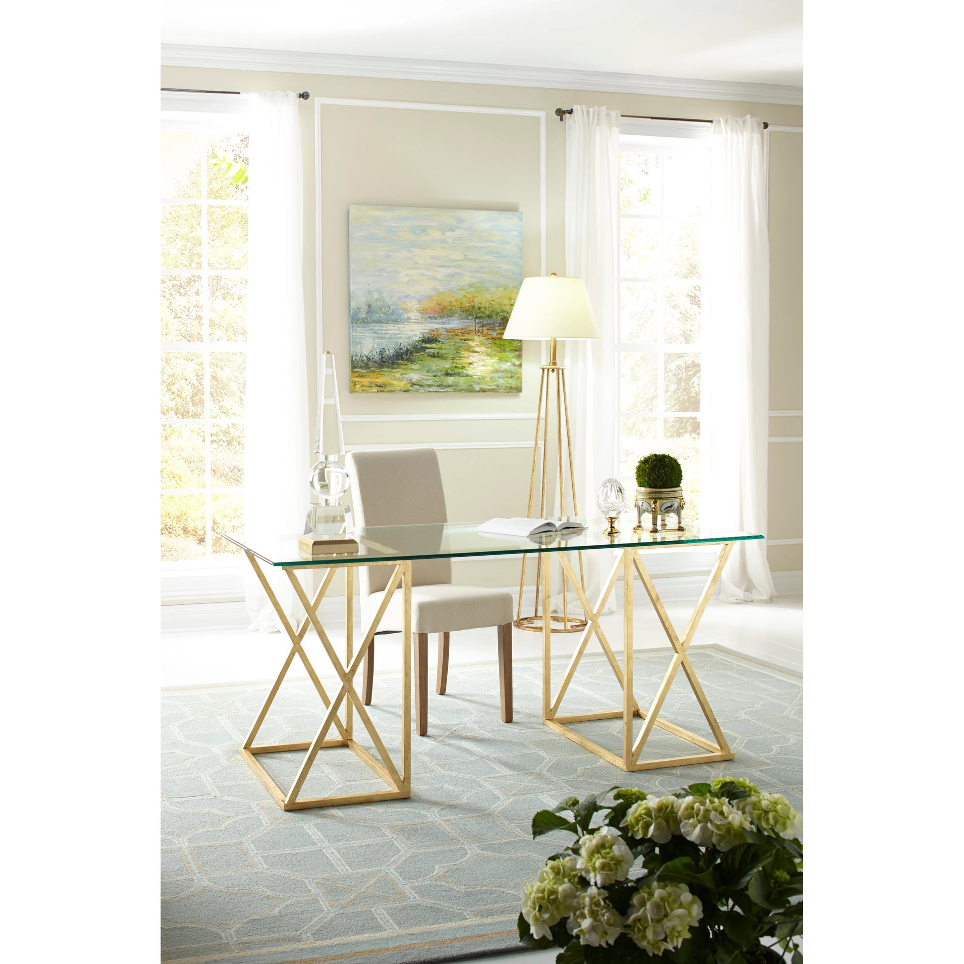 Club Floor Lamp by Chelsea House in old gold. Made from other: metal in a transitional style.