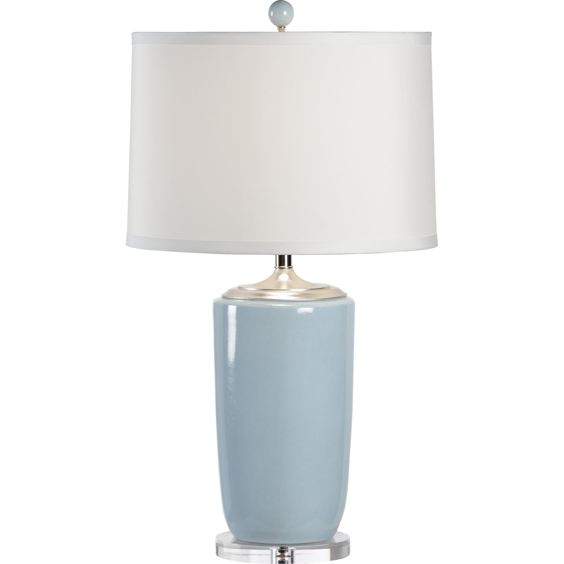 Vase Table Lamp by Chelsea House in light blue glaze, clear. Made from ceramic, porcelain in a modern style.