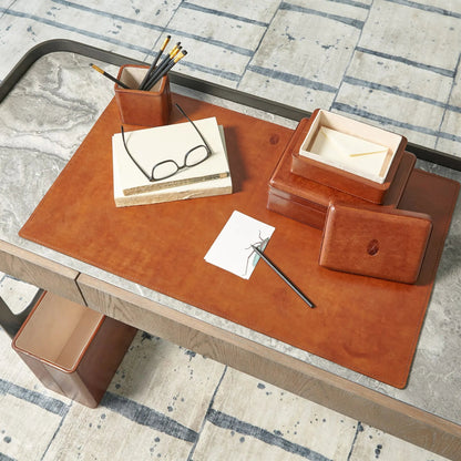 Signature Tobacco Deskpad by Global Views in tobacco and leather. Made from unique in a traditional style.