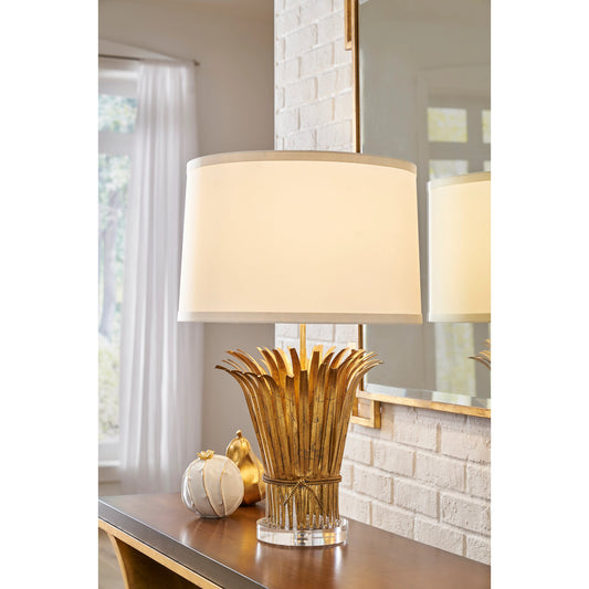 Leaf Lamp by Chelsea House in antique gold leaf, clear. Made from other: metal in a transitional style.