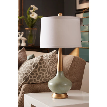 Eden Porcelain Lamp by Chelsea House in celadon, gold. Made from unique in a modern style.