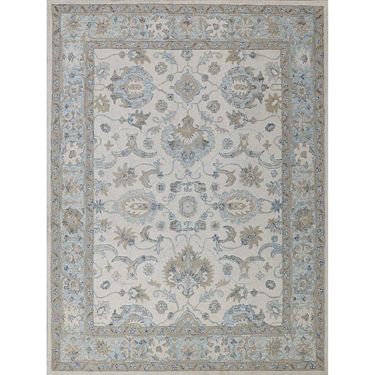 Marietta Oushak 6878 Rug by Exquisite Rugs in ivory, light blue. Made from new zealand wool in a unique style.