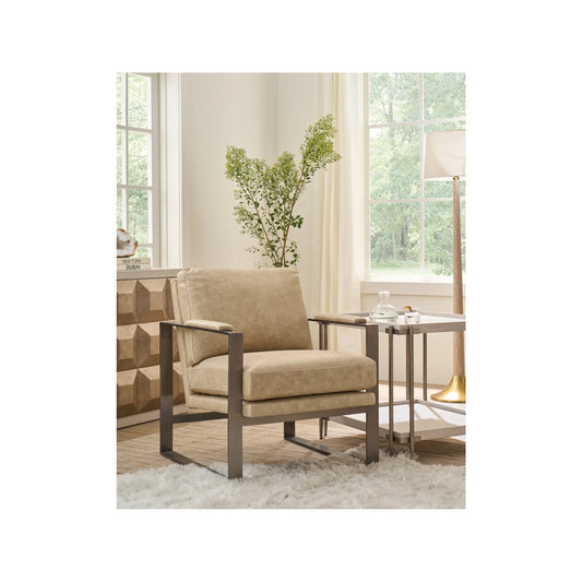 Corbin Accent Chair by Universal Furniture in nehir sand leather. Made from 100% leather in a unique style.
