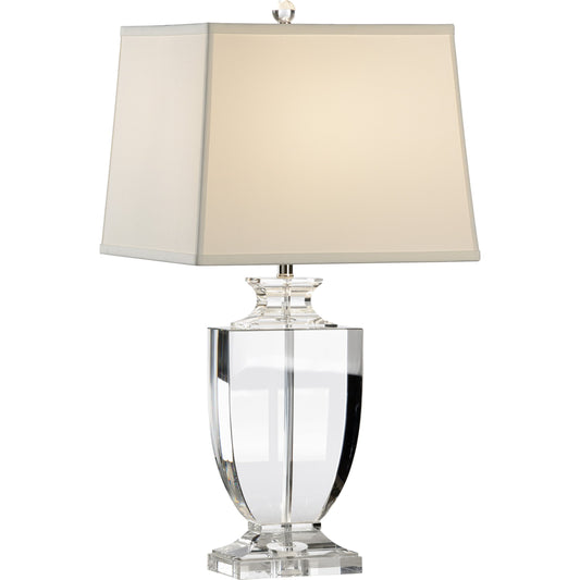Durham Crystal Lamp by Chelsea House in clear, polished nickel details. Made from crystal, glass in a transitional style.