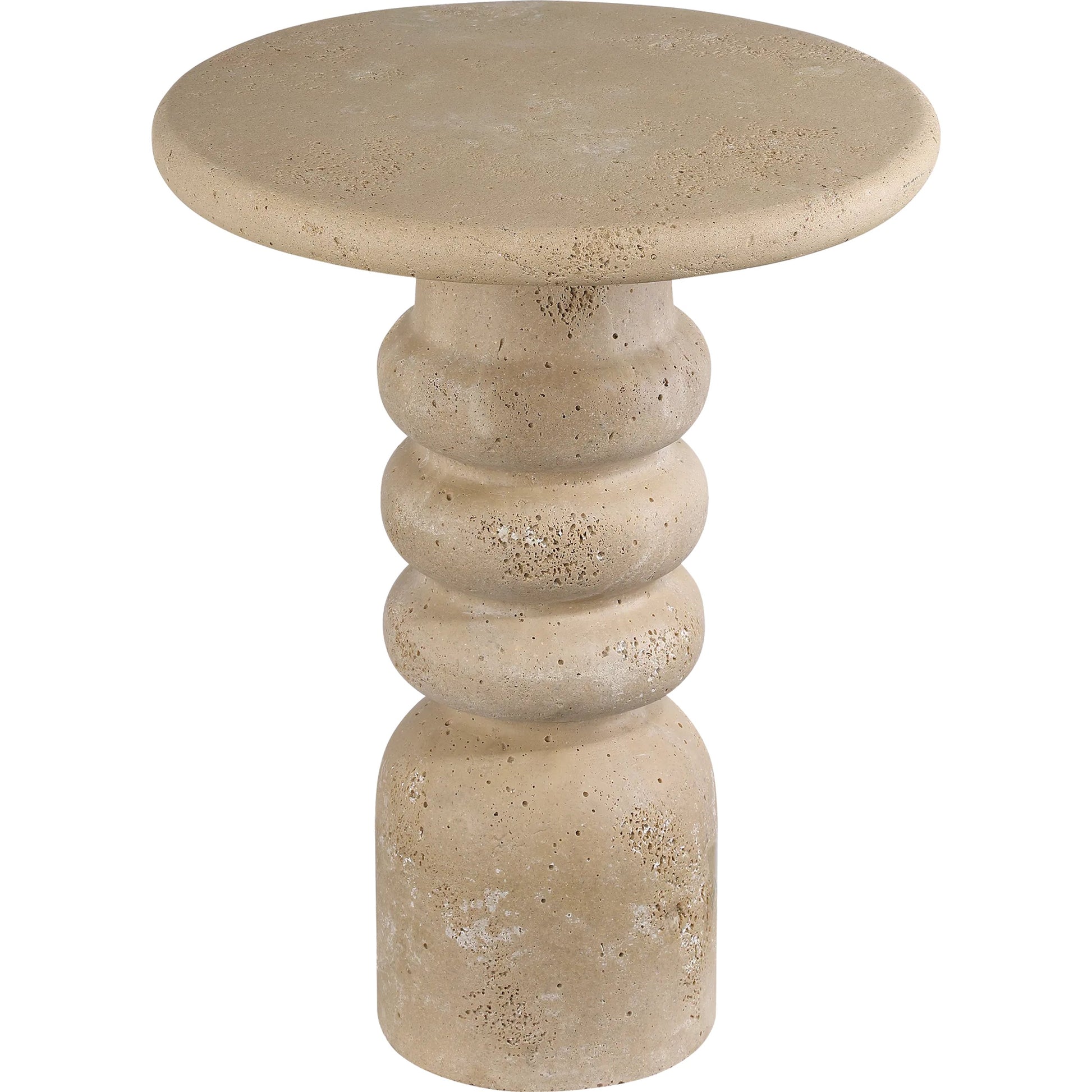 Rocco Accent Table by Currey and Company in beige. Made from composite concrete in a transitional style.