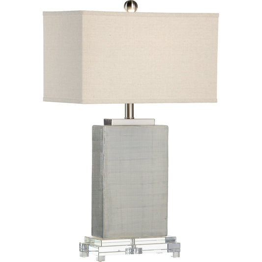 Huntington Lamp by Chelsea House in hatched glaze, clear. Made from ceramic, porcelain in a transitional style.