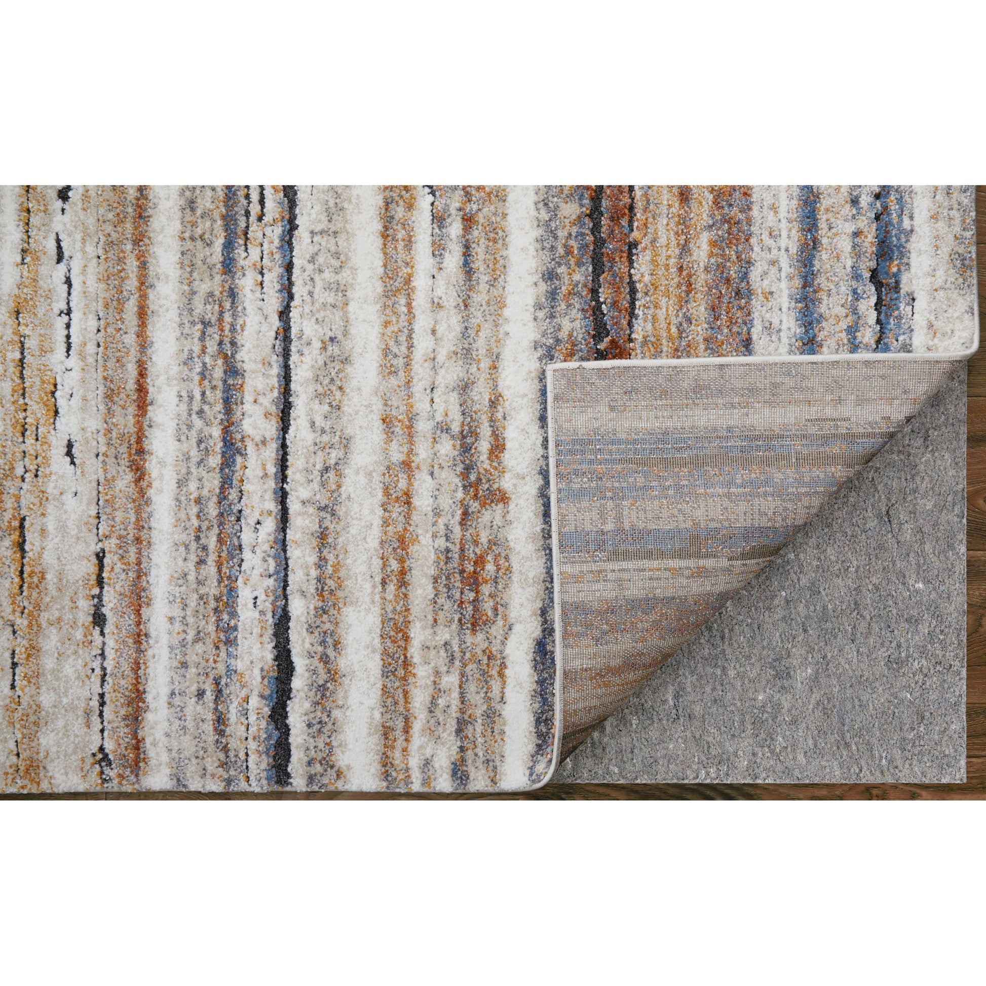 Gilmore Stripes Rug - 39MQF by Feizy in ivory, orange, gray. Made from polypropylene in a unique style.