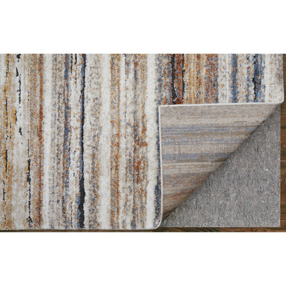 Gilmore Stripes Rug - 39MQF by Feizy in ivory, orange, gray. Made from polypropylene in a unique style.
