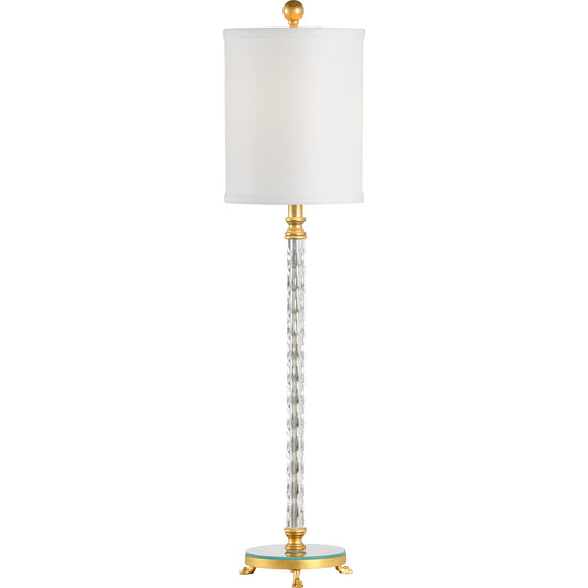 Glouster Lamp by Chelsea House in detailed acrylic column, gold leaf. Made from other: metal in a traditional style.