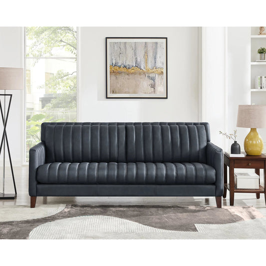 Ennis 3-Seat Leather Sofa by Hydeline in gunmetal gray. Made from leather/split, solid hardwood kiln dried in a unique style.