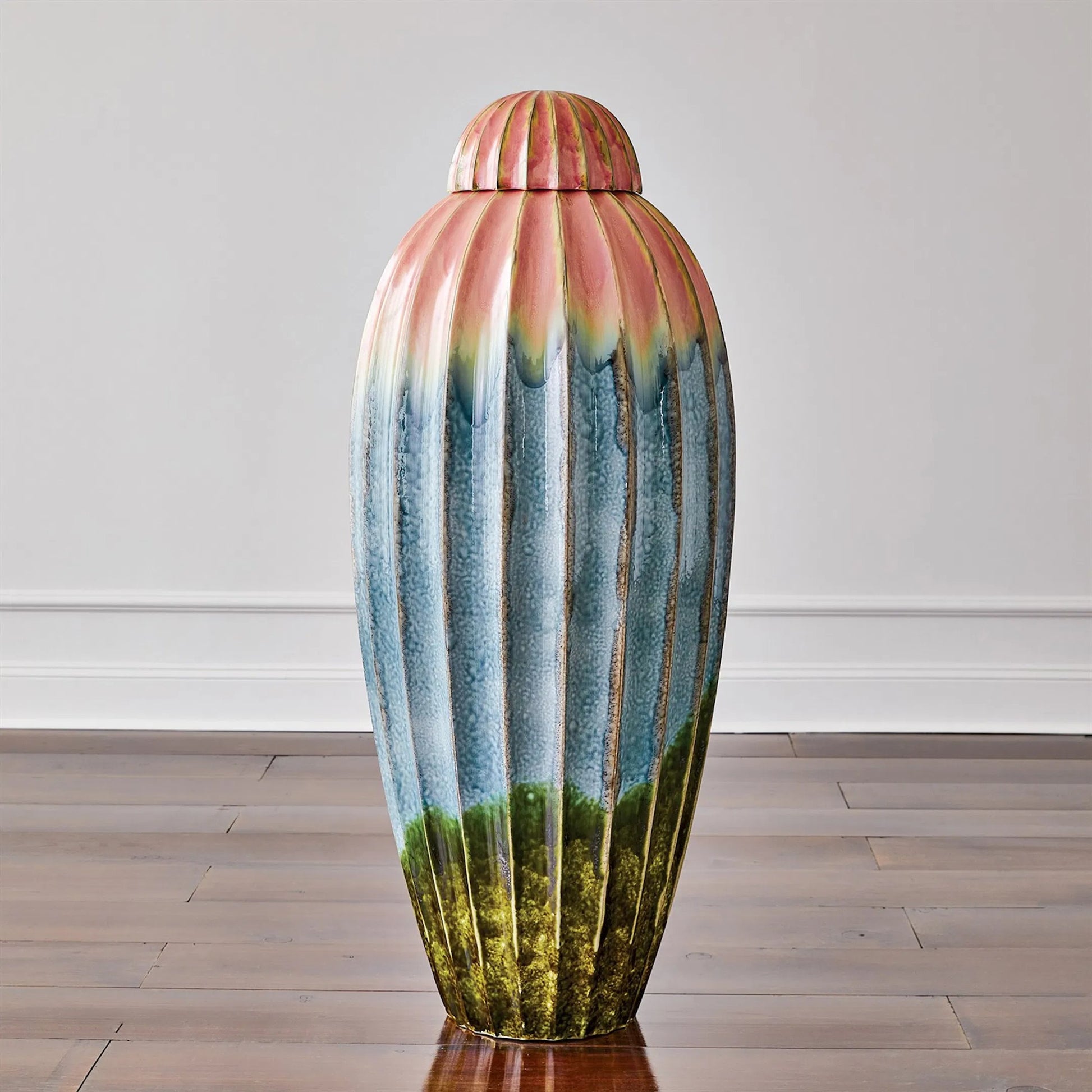 Fluted Jar with Lid by Global Views. Made from ceramic in a eclectic & global style.
