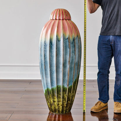 Fluted Jar with Lid by Global Views. Made from ceramic in a eclectic & global style.