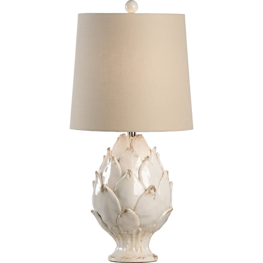 Antique White Artichoke Lamp by Chelsea House in antique white, hand formed. Made from ceramic, porcelain in a cottage & farmhouse style.