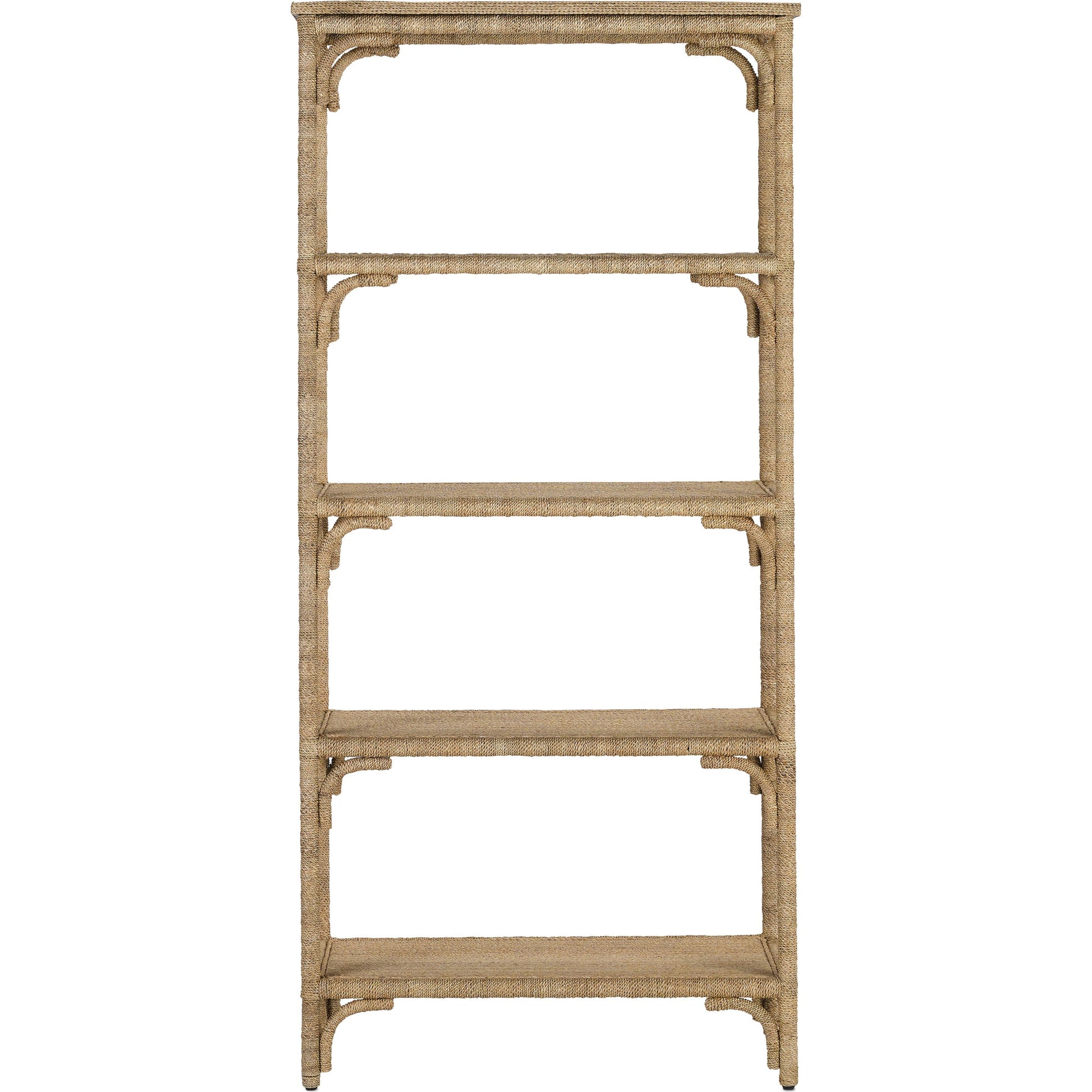 Olisa Etagere by Currey and Company in natural abaca rope, washed wood. Made from abaca rope, metal, engineered wood, rattan in a eclectic & global style.