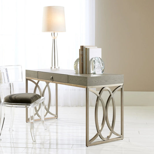 Modern Crystal Column Lamp by Global Views. Made from crystal, linen in a unique style.