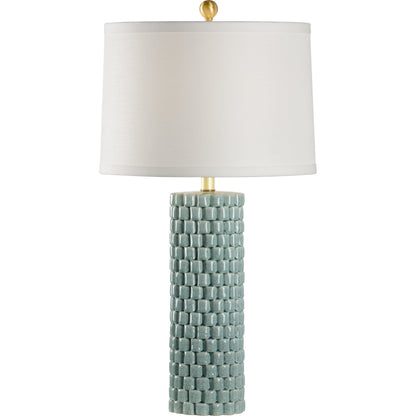 Potter Lamp by Chelsea House in celadon crackle glaze. Made from ceramic, porcelain in a coastal style.