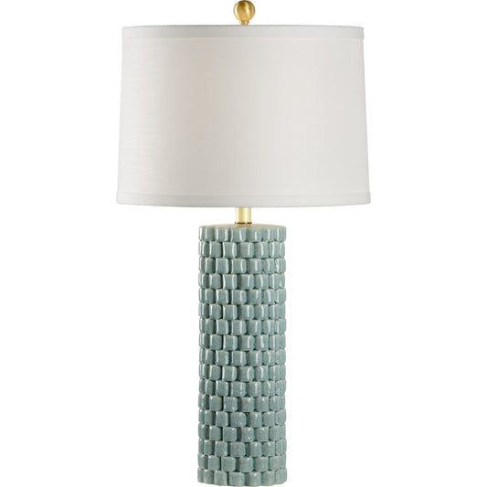 Potter Lamp by Chelsea House in celadon crackle glaze. Made from ceramic, porcelain in a coastal style.