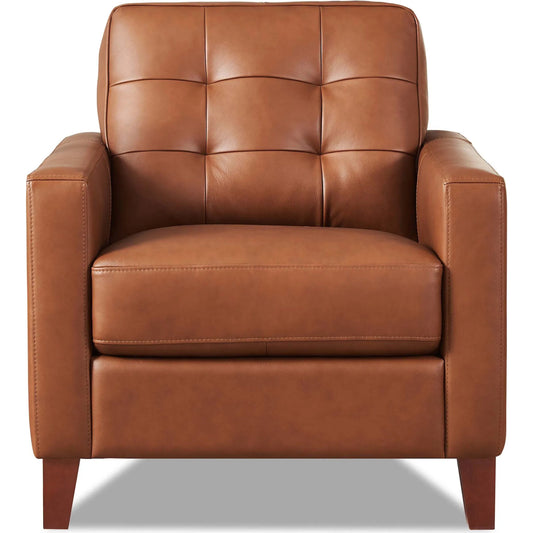 Aiden Leather Sofa by Hydeline in nutmeg brown. Made from leather, pu leather, solid hardwood kiln dried in a unique style.