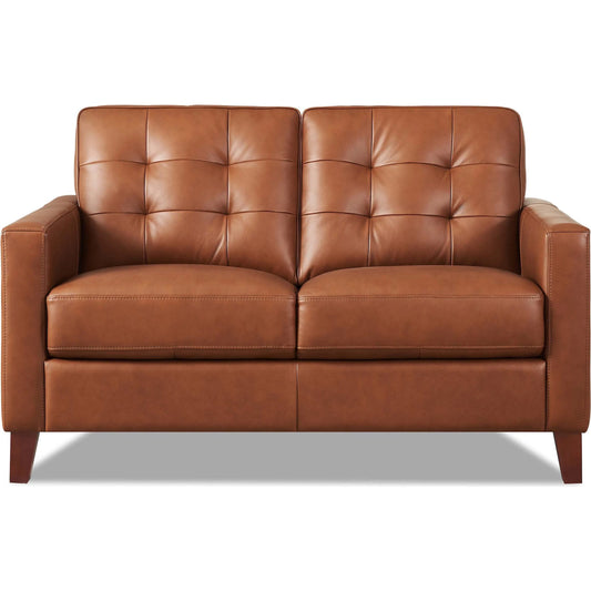 Aiden 2-Seat Leather Sofa by Hydeline in nutmeg brown. Made from leather, pu leather, solid hardwood kiln dried in a unique style.