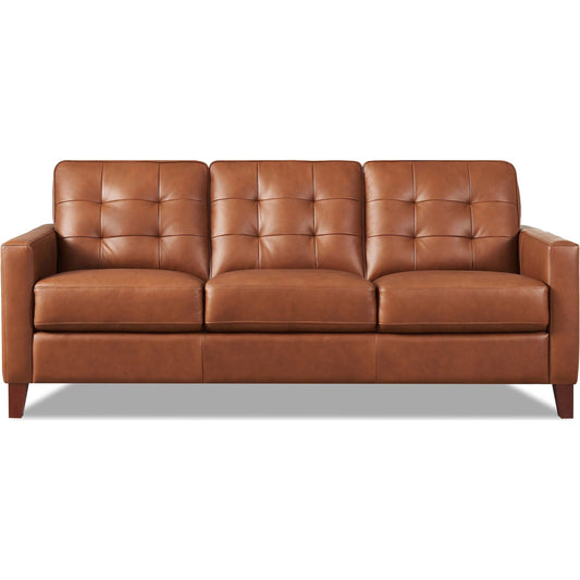 Aiden 3-Seat Leather Sofa by Hydeline in nutmeg brown. Made from leather, pu leather, solid hardwood kiln dried in a unique style.