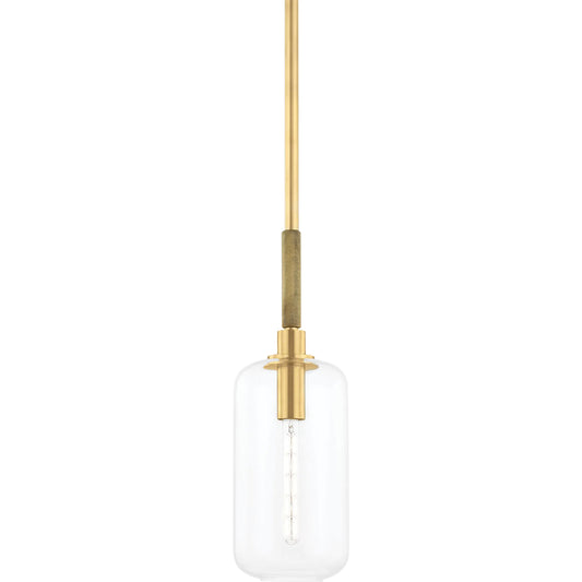 Lenox Hill Pendant by Hudson Valley in aged brass. Made from steel in a modern style.