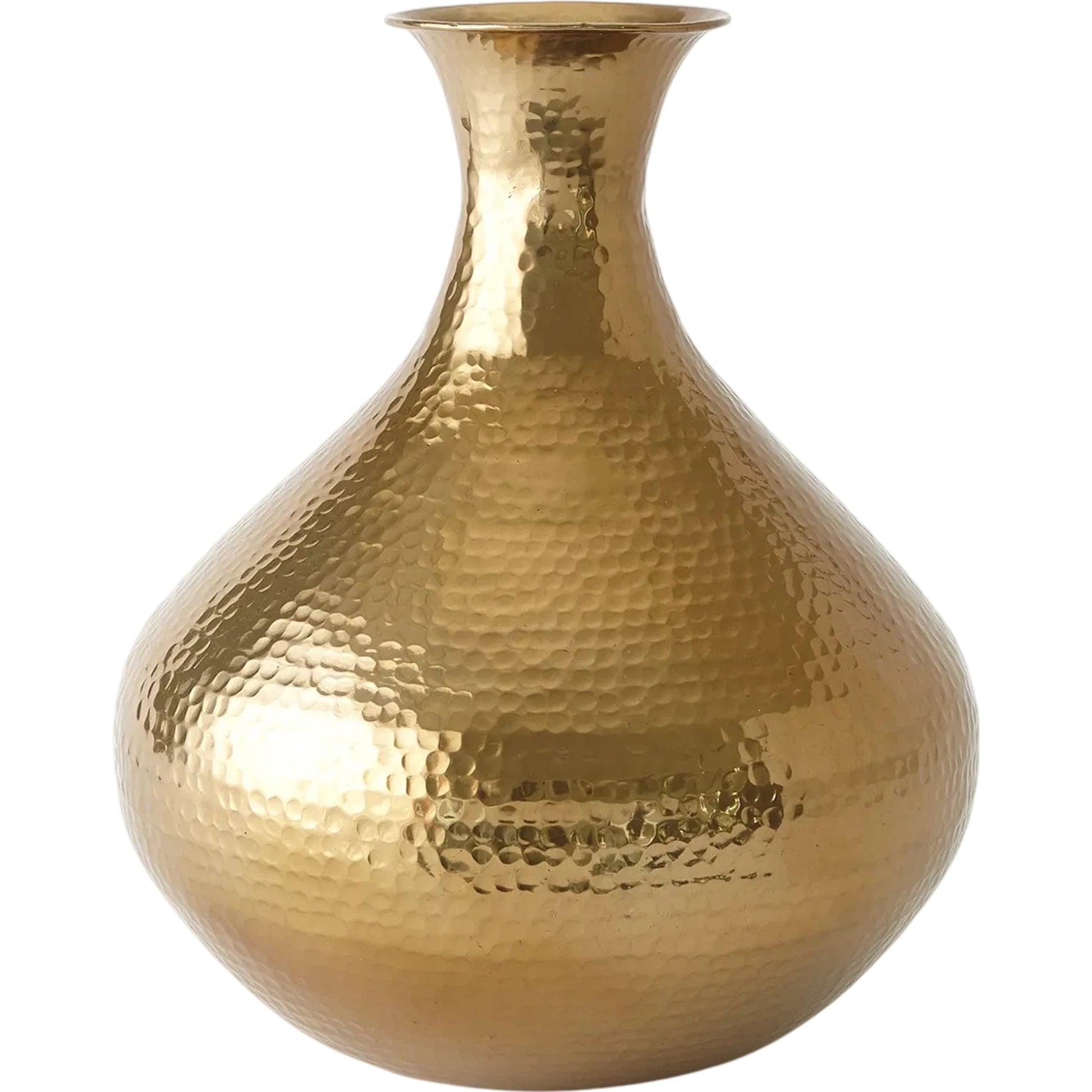 Hammered Vase by Global Views in gold. Made from aluminum in a transitional style.