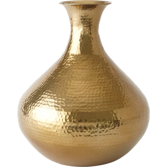 Hammered Vase by Global Views in gold. Made from aluminum in a transitional style.