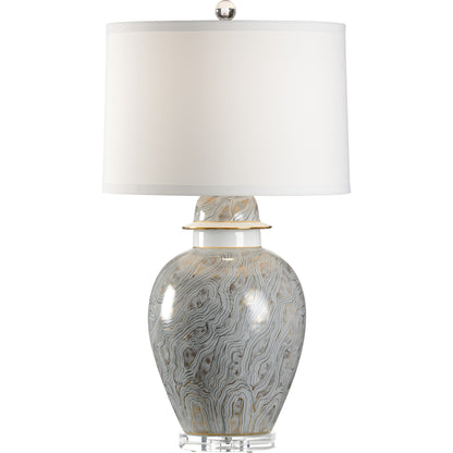 Marblized Lamp by Chelsea House in white, green marblized, gold, clear. Made from ceramic, porcelain in a transitional style.