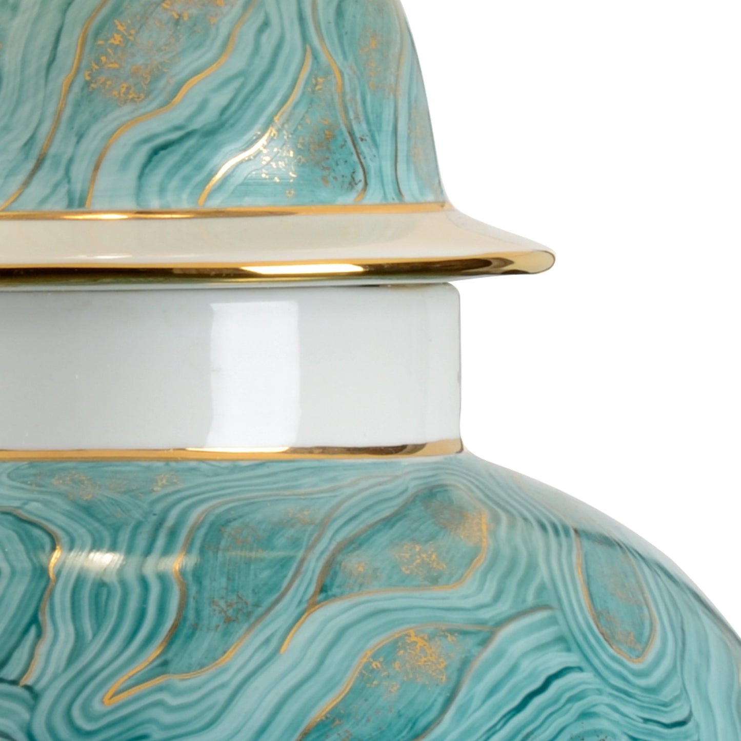 005 SR-382883 | Closeup | Marblized Lamp by Chelsea House in white, green marblized, gold, clear. Made from ceramic, porcelain in a transitional style.