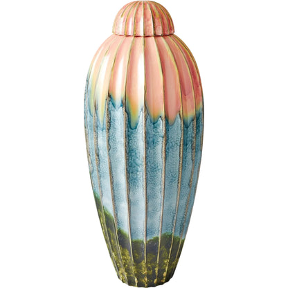 Fluted Jar with Lid by Global Views. Made from ceramic in a eclectic & global style.