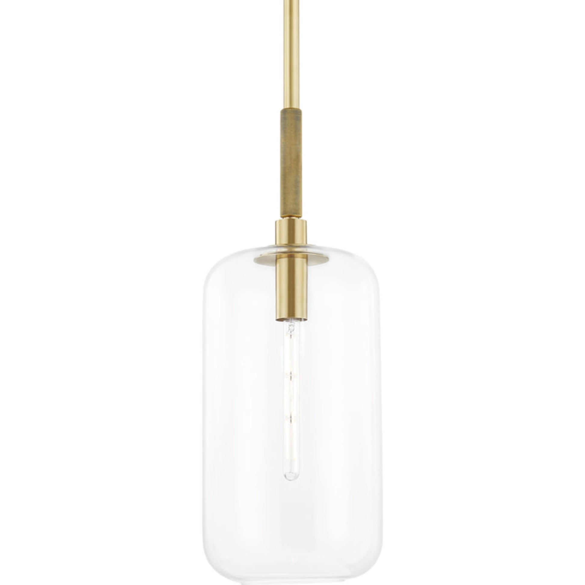 Lenox Hill Pendant by Hudson Valley in aged brass. Made from steel in a modern style.