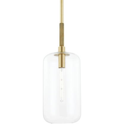 Lenox Hill Pendant by Hudson Valley in aged brass. Made from steel in a modern style.