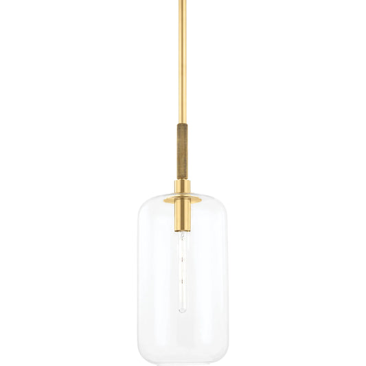 Lenox Hill Pendant by Hudson Valley in aged brass. Made from steel in a modern style.
