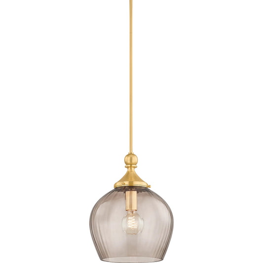 Chatton Pendant by Hudson Valley in aged brass. Made from steel in a unique style.