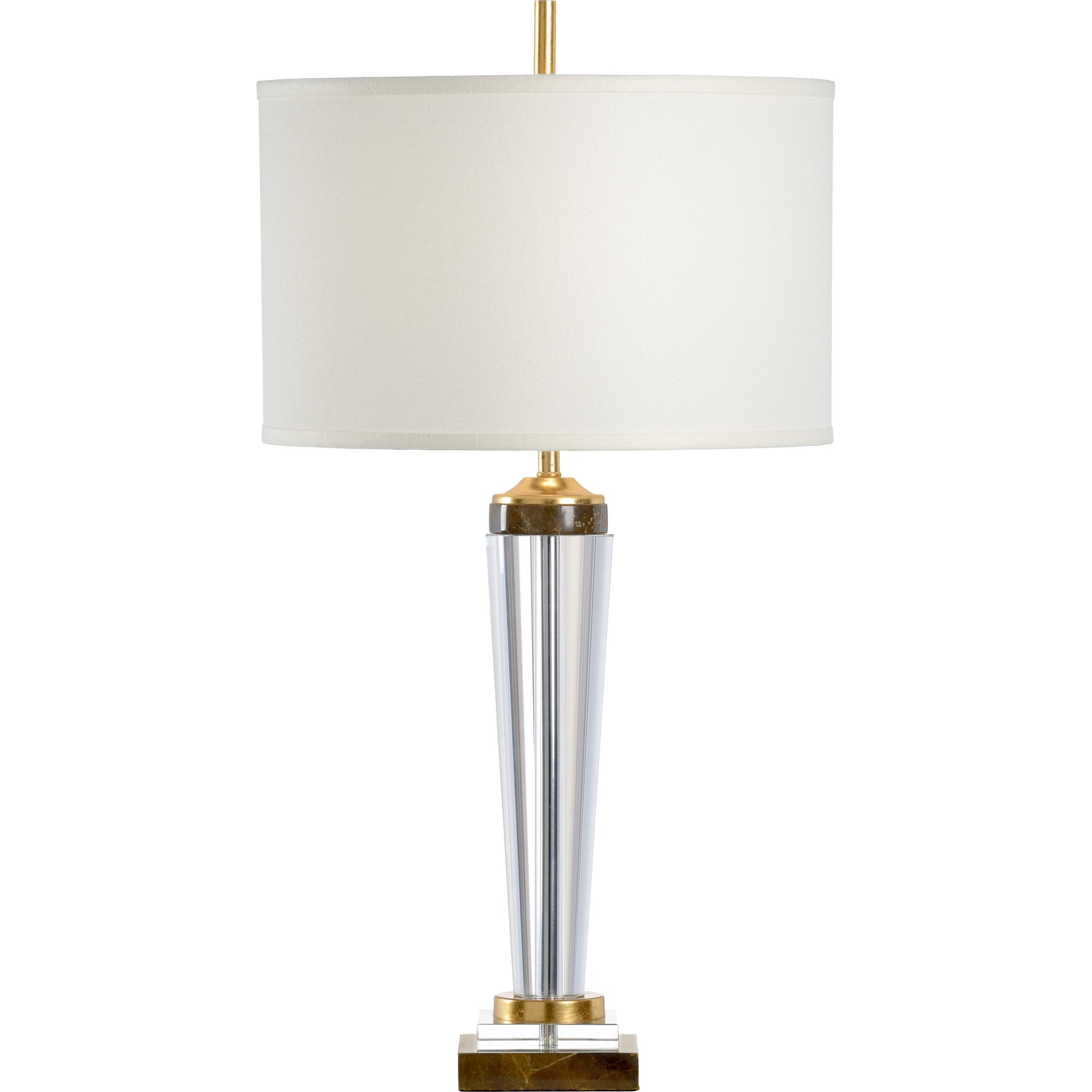Jefferson Lamp by Chelsea House in clear, natural brown, antique gold leaf. Made from crystal, glass in a traditional style.