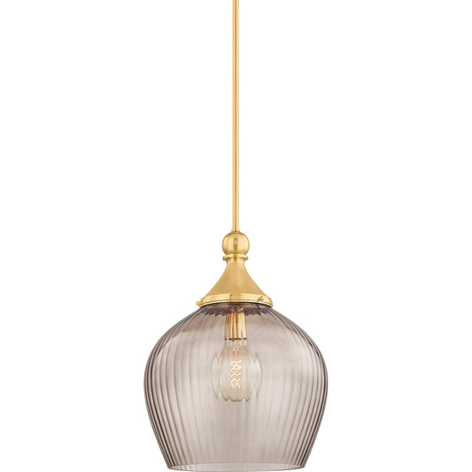Chatton Pendant by Hudson Valley in aged brass. Made from steel in a unique style.
