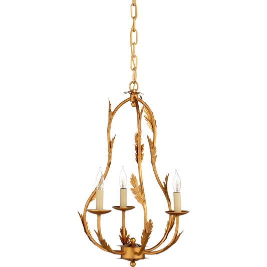Petite Chandelier by Chelsea House in antique gold leaf. Made from other: metal in a transitional style.