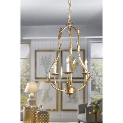 Petite Chandelier by Chelsea House in antique gold leaf. Made from other: metal in a transitional style.