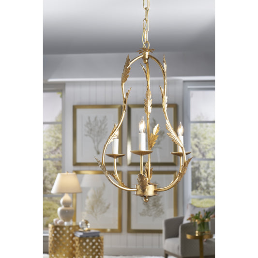 Petite Chandelier by Chelsea House in antique gold leaf. Made from other: metal in a transitional style.