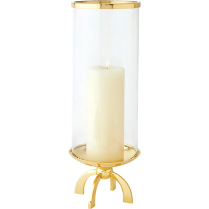 Quad Base Hurricane by Global Views in brass. Made from brass, glass in a transitional style.